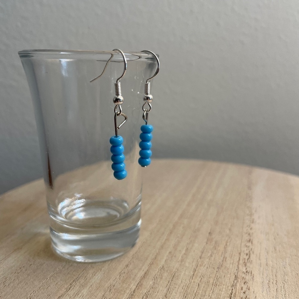 Bright Blue Beaded Earrings